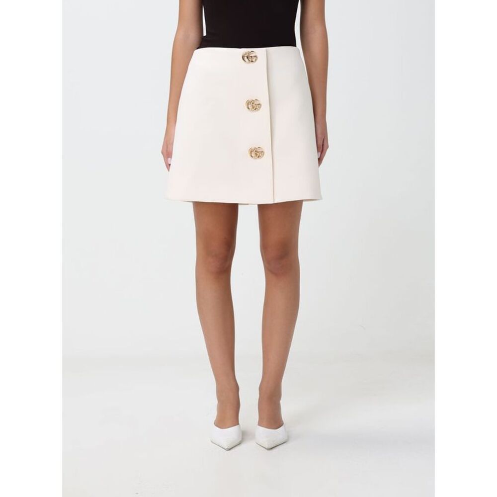 Gucci Women Gucci High-Waisted Wool Mini Pencil Skirt With Logo Buttons
